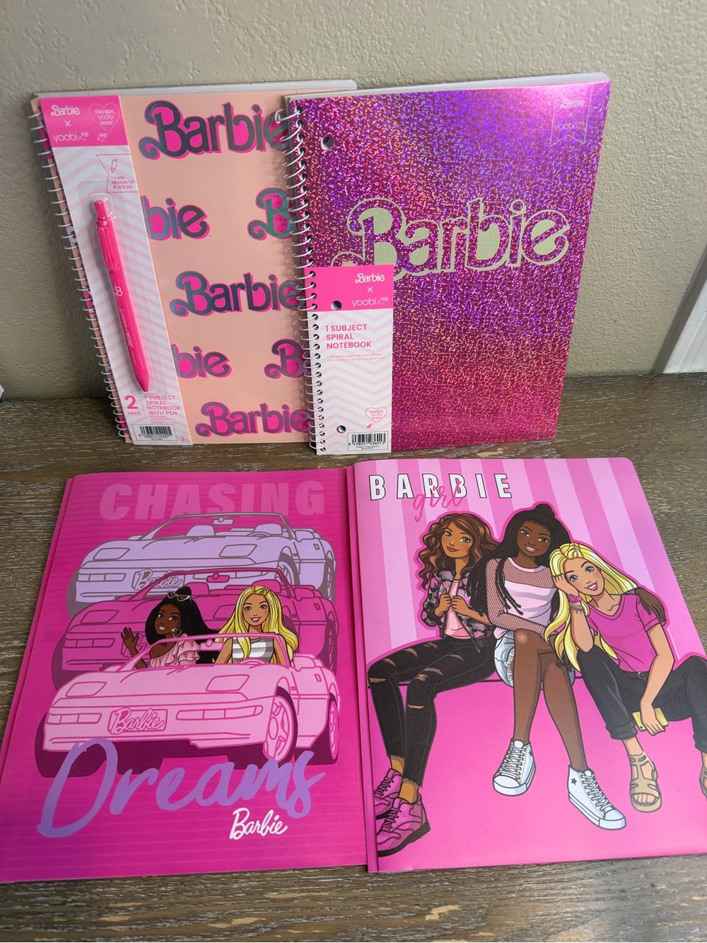 Barbie X Yoobi Notebooks, Pen and folders bundle